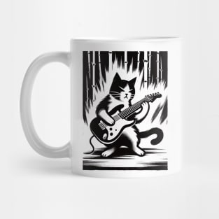 Electric Guitar Cat Rock Music Japan Style Funny Cat Mug